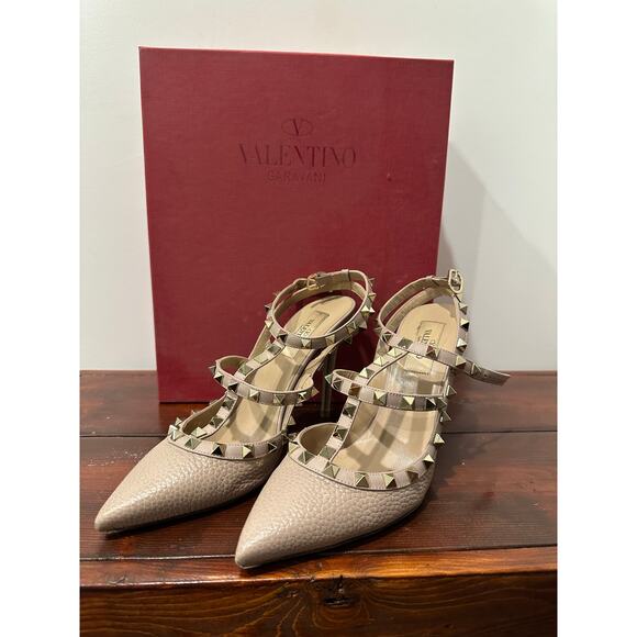 Valentino Garavani Rockstud Ankle Strap Heels – Size 38.5 - Picture 1 of 3